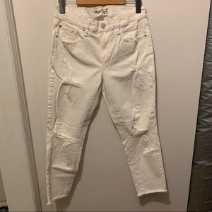 Garage - White Ankle Straight Ripped Jeans